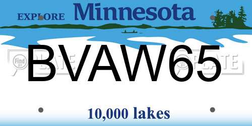 BVAW65 Minnesota License Plate
