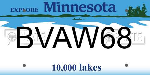 BVAW68 Minnesota License Plate