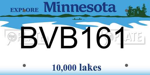 BVB161 Minnesota License Plate