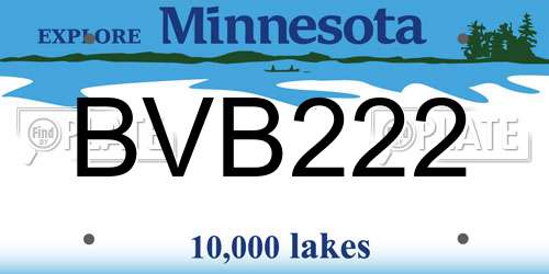 BVB222 Minnesota License Plate