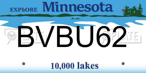 BVBU62 Minnesota License Plate