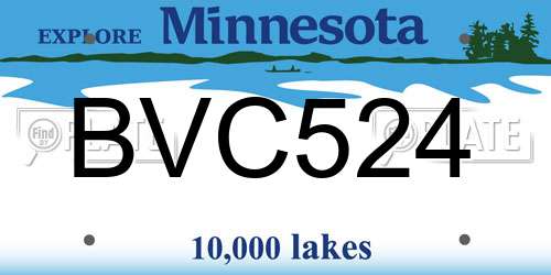 BVC524 Minnesota License Plate