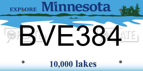 BVE384 Minnesota License Plate