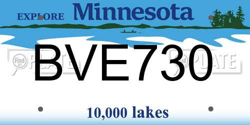 BVE730 Minnesota License Plate