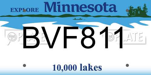 BVF811 Minnesota License Plate