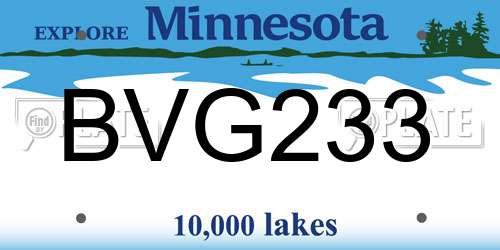 BVG233 Minnesota License Plate
