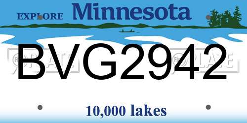 BVG2942 Minnesota License Plate