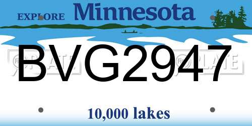 BVG2947 Minnesota License Plate