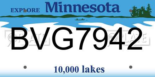 BVG7942 Minnesota License Plate
