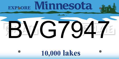 BVG7947 Minnesota License Plate
