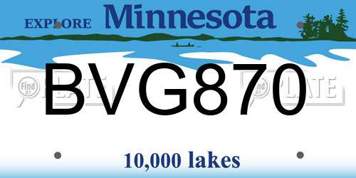 BVG870 Minnesota License Plate