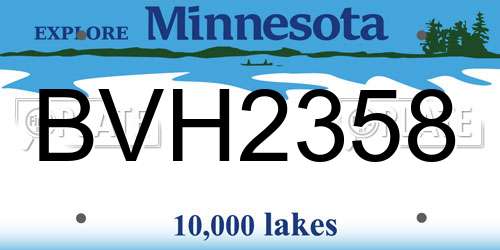 BVH2358 Minnesota License Plate