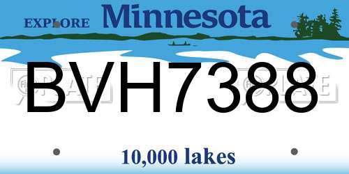 BVH7388 Minnesota License Plate