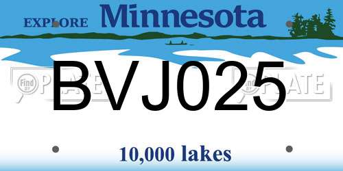 BVJ025 Minnesota License Plate