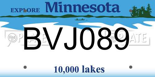 BVJ089 Minnesota License Plate