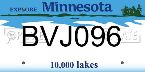 BVJ096 Minnesota License Plate