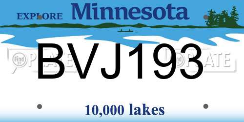 BVJ193 Minnesota License Plate