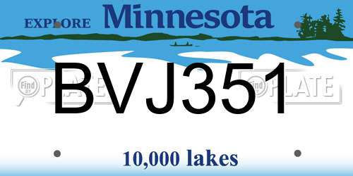 BVJ351 Minnesota License Plate
