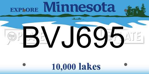 BVJ695 Minnesota License Plate