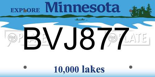 BVJ877 Minnesota License Plate