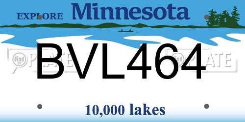 BVL464 Minnesota License Plate