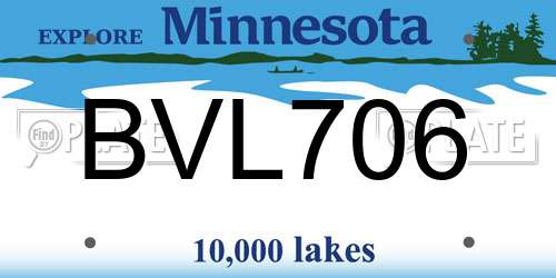 BVL706 Minnesota License Plate