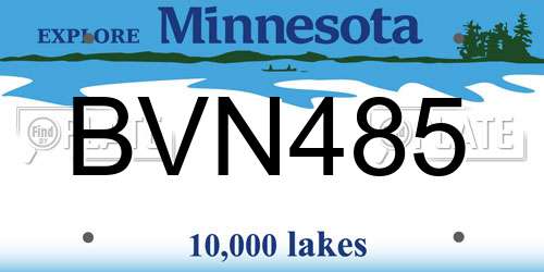 BVN485 Minnesota License Plate