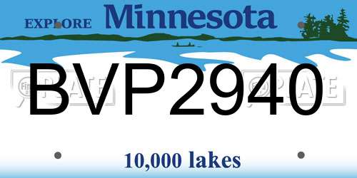 BVP2940 Minnesota License Plate
