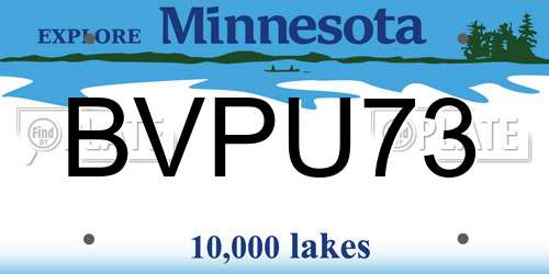 BVPU73 Minnesota License Plate