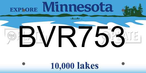 BVR753 Minnesota License Plate