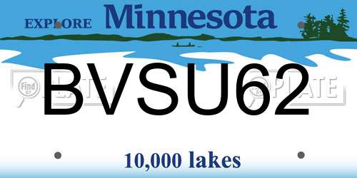 BVSU62 Minnesota License Plate