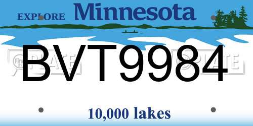 BVT9984 Minnesota License Plate