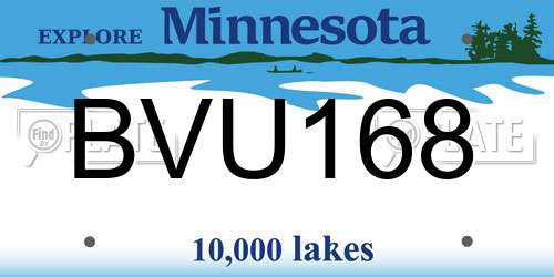 BVU168 Minnesota License Plate