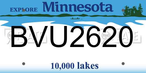 BVU2620 Minnesota License Plate