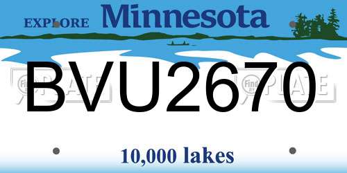 BVU2670 Minnesota License Plate