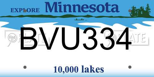 BVU334 Minnesota License Plate