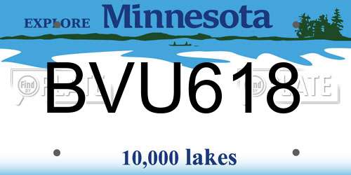 BVU618 Minnesota License Plate