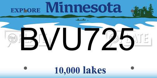 BVU725 Minnesota License Plate