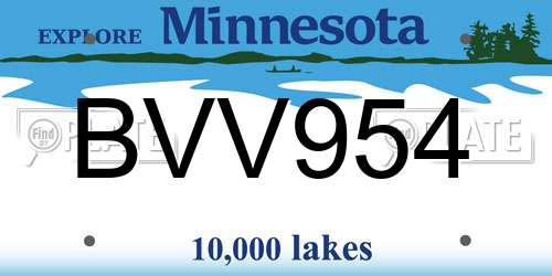 BVV954 Minnesota License Plate