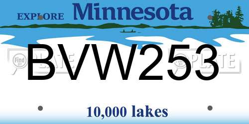 BVW253 Minnesota License Plate