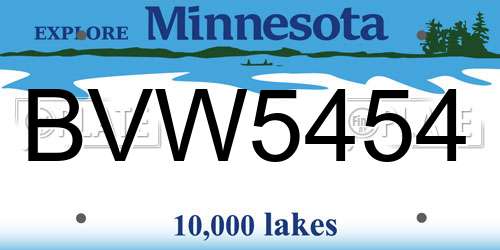 BVW5454 Minnesota License Plate