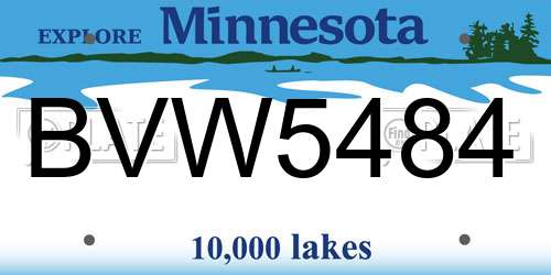 BVW5484 Minnesota License Plate