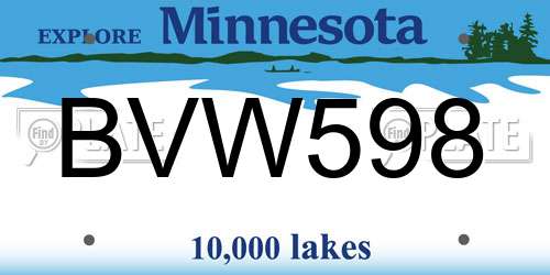 BVW598 Minnesota License Plate