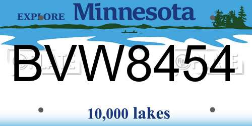 BVW8454 Minnesota License Plate