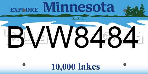 BVW8484 Minnesota License Plate
