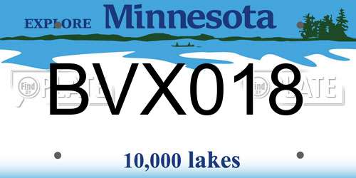 BVX018 Minnesota License Plate