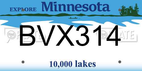 BVX314 Minnesota License Plate