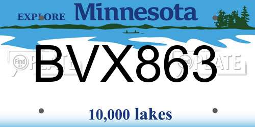 BVX863 Minnesota License Plate
