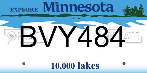 BVY484 Minnesota License Plate