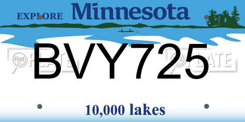 BVY725 Minnesota License Plate